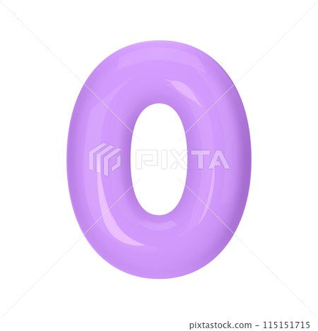 Numeral 9 - Violet Plastic Balloon Number zero Isolated on White Background. 3D Style Vector Illustration 115151715