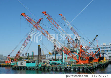 Crane ship moored in port Crane ship moored in port 115151773