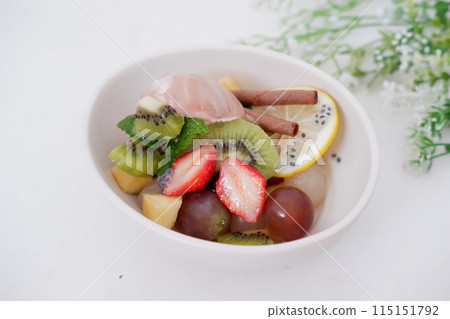 delicious fruit salad as a background 115151792