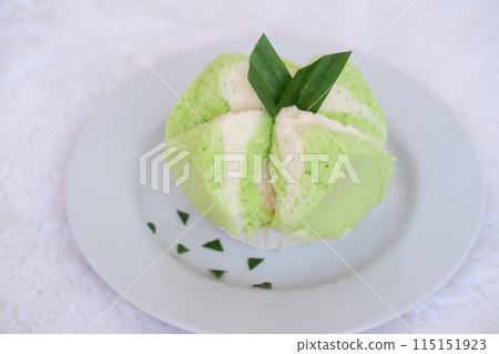 delicious pandan flavored cake as a background 115151923