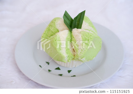 delicious pandan flavored cake as a background delicious pandan flavored cake as a background 115151925