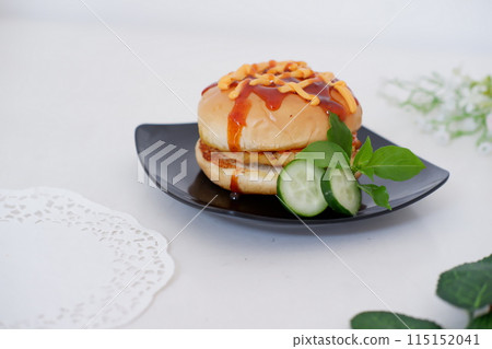 delicious chicken burger as a background 115152041