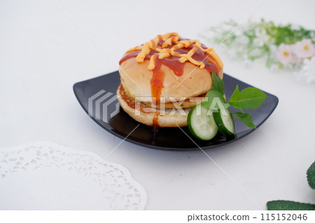 delicious chicken burger as a background 115152046