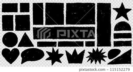 Set of Black Torn Paper Frames. 115152279