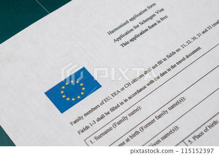Schengen visa application form concept 115152397