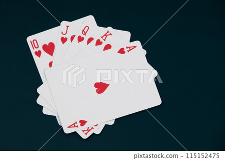 Playing cards on a dark background, games of chance 115152475
