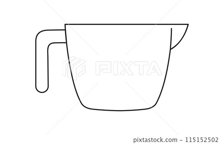 Measuring cup icon. Empty liquid container for cooking or chemical experiments isolated on white background. Vector outline illustration 115152502
