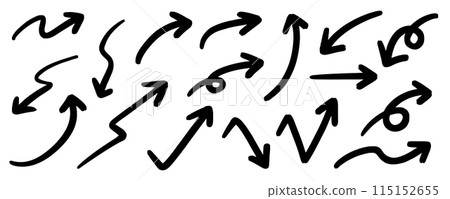 筆手寫箭頭 set_black 向量 筆手寫箭頭 set_black 向量 115152655