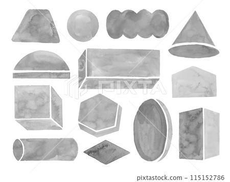 Set of watercolor shapes in grey colors 115152786