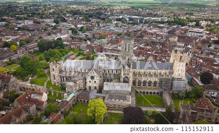Flight over Canterbury Cathedral in United Kingdom in the historic town of Canterbury 115152911