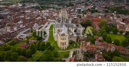 Flight over Canterbury Cathedral in United Kingdom in the historic town of Canterbury 115152938