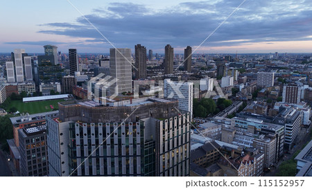 London Shoreditch from above - aerial view in the evening 115152957