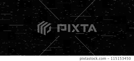 Tv video noise texture template. Rippled video tape background. Glitch vhs pixel noise wallpaper. Lost or bad signal concept. Image distortion distressed backdrop effect. Vector illustration 115153450