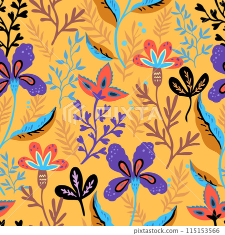 Ornamental floral pattern with stylized ornate floral elements. Vector illustration Ornamental floral pattern with stylized ornate floral elements. Vector illustration 115153566