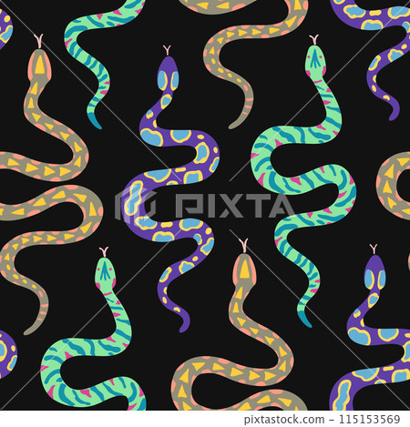 Seamless pattern with snakes. Vector...-插圖素材 [115153569] - PIXTA圖庫