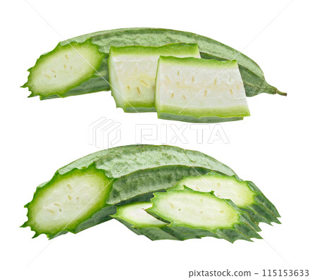 Green Luffa acutangula isolated on white background 115153633