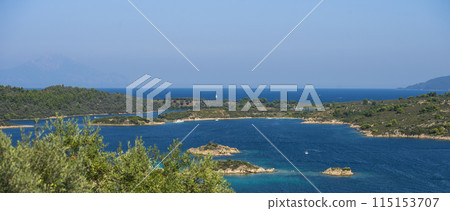 Aerial view on sithonian islands, Greece Aerial view on sithonian islands, Greece 115153707