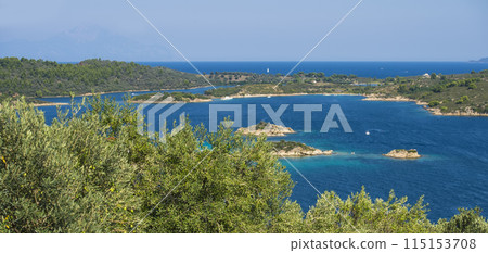 Aerial view on sithonian islands, Greece Aerial view on sithonian islands, Greece 115153708