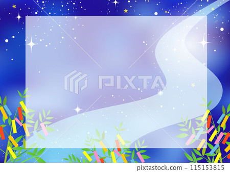 Tanabata bamboo decorations and night and Milky Way illustration background 115153815