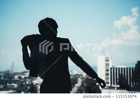 Silhouette of a male businessman in a suit (model, handsome, well-dressed, leadership) 115153874