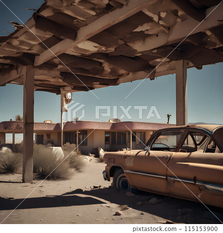 Abandoned Desert Motel and Car Decay 115153900