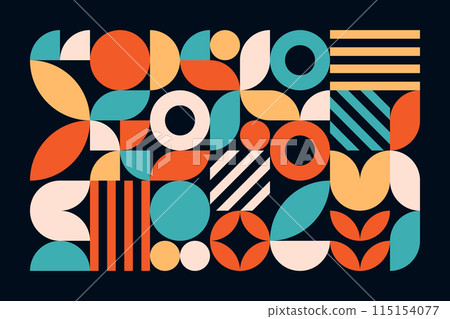 Abstract Bauhaus Style Geometric Pattern 115154077
