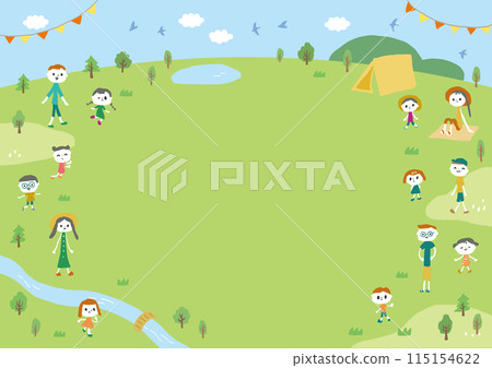人們在大自然中享受假期的插圖 人們在大自然中享受假期的插圖 115154622