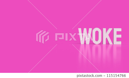 The woke text on pink background 3d rendering. The woke text on pink background 3d rendering. 115154766