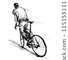 Drawing art lines of a boy skid the fixed gear bicycle  115155111