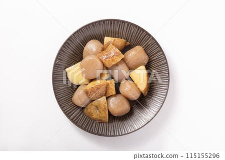 Spicy stew of new potatoes and balls of konnyaku Spicy stew of new potatoes and balls of konnyaku 115155296