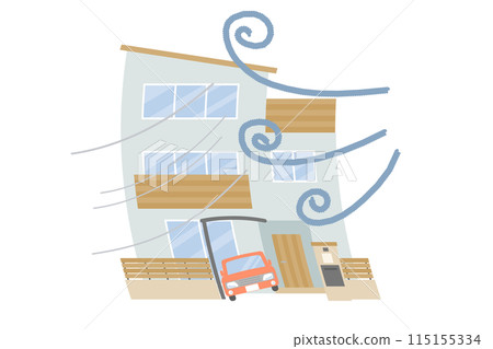 Three-storey house hit by gusts of wind Three-storey house hit by gusts of wind 115155334