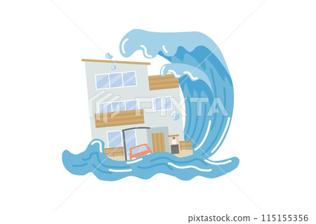 A three-storey house damaged by the tsunami 115155356