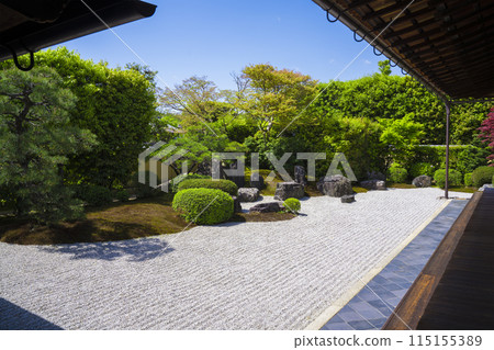 The dry landscape garden at Korin-in Temple, a sub-temple of Daitoku-ji Temple in Kyoto 115155389
