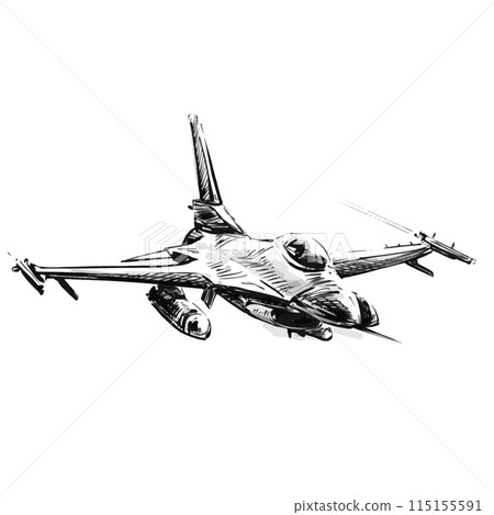 Drawing of the fighting jet at battle field  115155591
