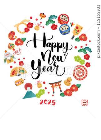 2025年蛇年新年賀卡插畫 115155933