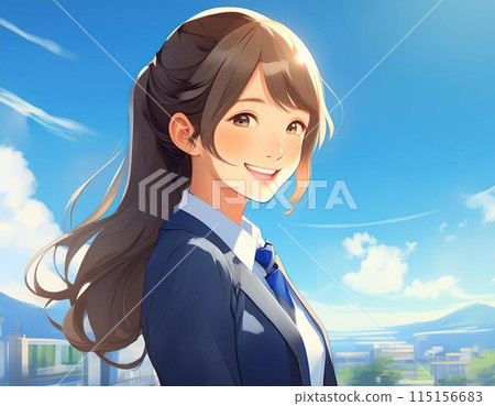 微笑的女孩高中學生 115156683