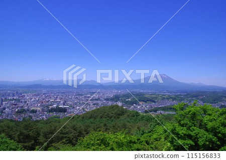 View of Morioka: Mt. Iwate and Morioka city from Iwayama Observatory 115156833