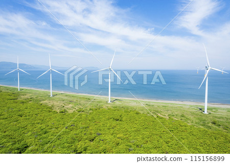 Windmills on the sea (aerial view) 115156899