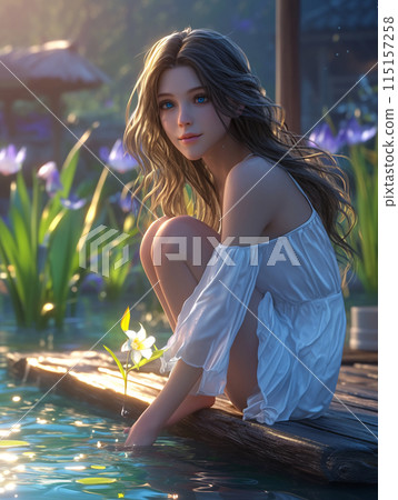 女人在水邊放鬆 115157258