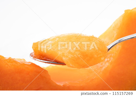 Close-up of juicy red flesh melon flesh Close-up of juicy red flesh melon flesh 115157269