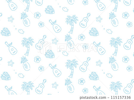 Cute summer icon line drawing_seamless white background Cute summer icon line drawing_seamless white background 115157336