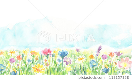 用水彩畫的花園的背景插圖 115157338