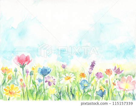 用水彩畫的花園的背景插圖 用水彩畫的花園的背景插圖 115157339