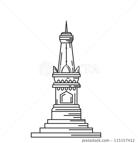 Yogyakarta Monument line  vector illustration,Yogyakarta Monument  is an icon of the city of Yogyakarta or a historical landmark in the city of Yogyakarta, Indonesia 115157412
