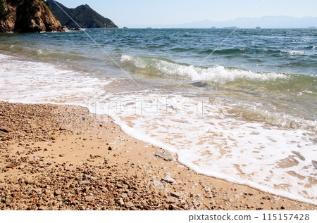 從來島海峽馬島南部沙灘眺望日比灘 115157428