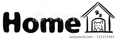 簡單的黑白可愛角色，也可用作 HP 圖示 HOME Doghouse 115157491