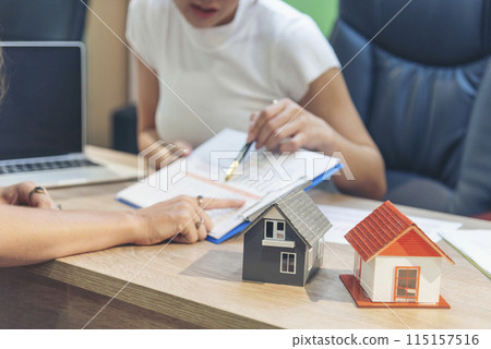 Close up Diversity Businesswoman teams handshake together. Partnership teamwork meeting signing contract business concept. Team Businesswoman hands partners sign contract with success business deal 115157516