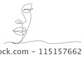 Woman face One line drawing on white background 115157662