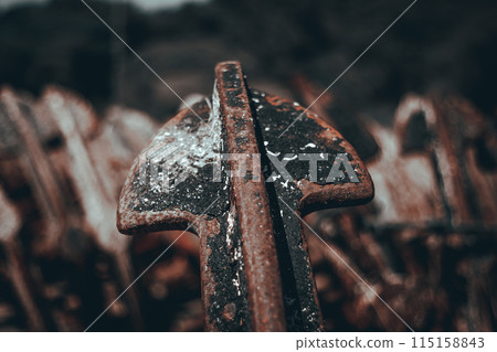 Iron anchors of ships, abandoned after use Iron anchors of ships, abandoned after use 115158843