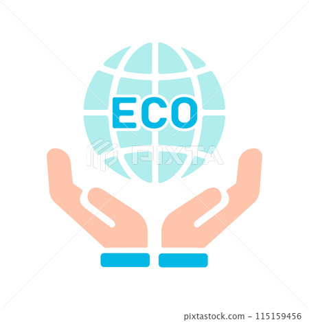 Eco motif (earth and hands) vector icon illustration (eco, ecology, SDGs) 115159456